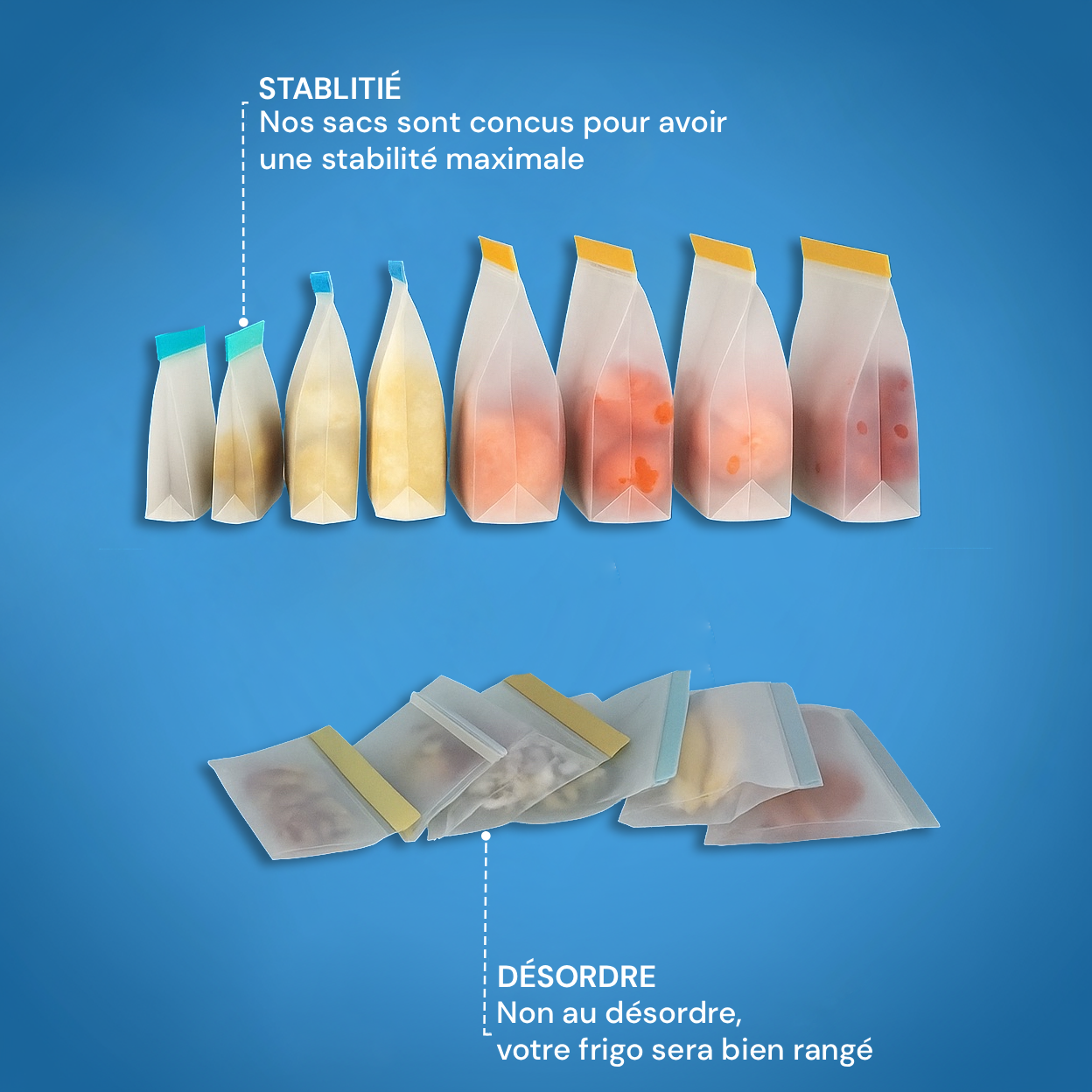 Sacs Alimentaires en Silicone Réutilisables